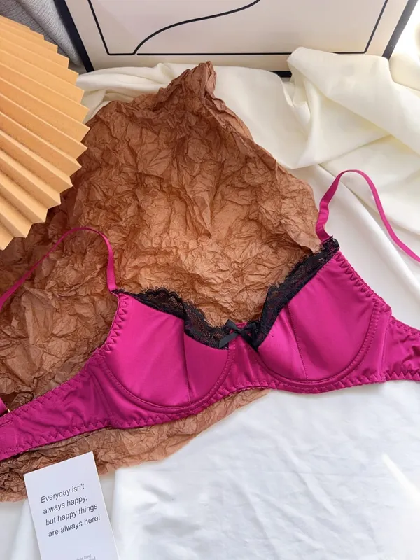 Satin Lace Lingerie Set for Women Push Up Bra & Briefs with Rabbit Ears Sensual Underwear