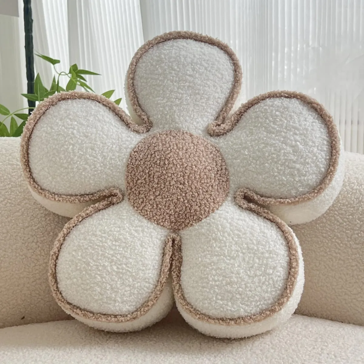 PP Cotton Filled Sunflower Pillow Flower Petal Shape Sofa Cushion Headrest Backrest Pad Living Room Bedroom Bay Window Decor