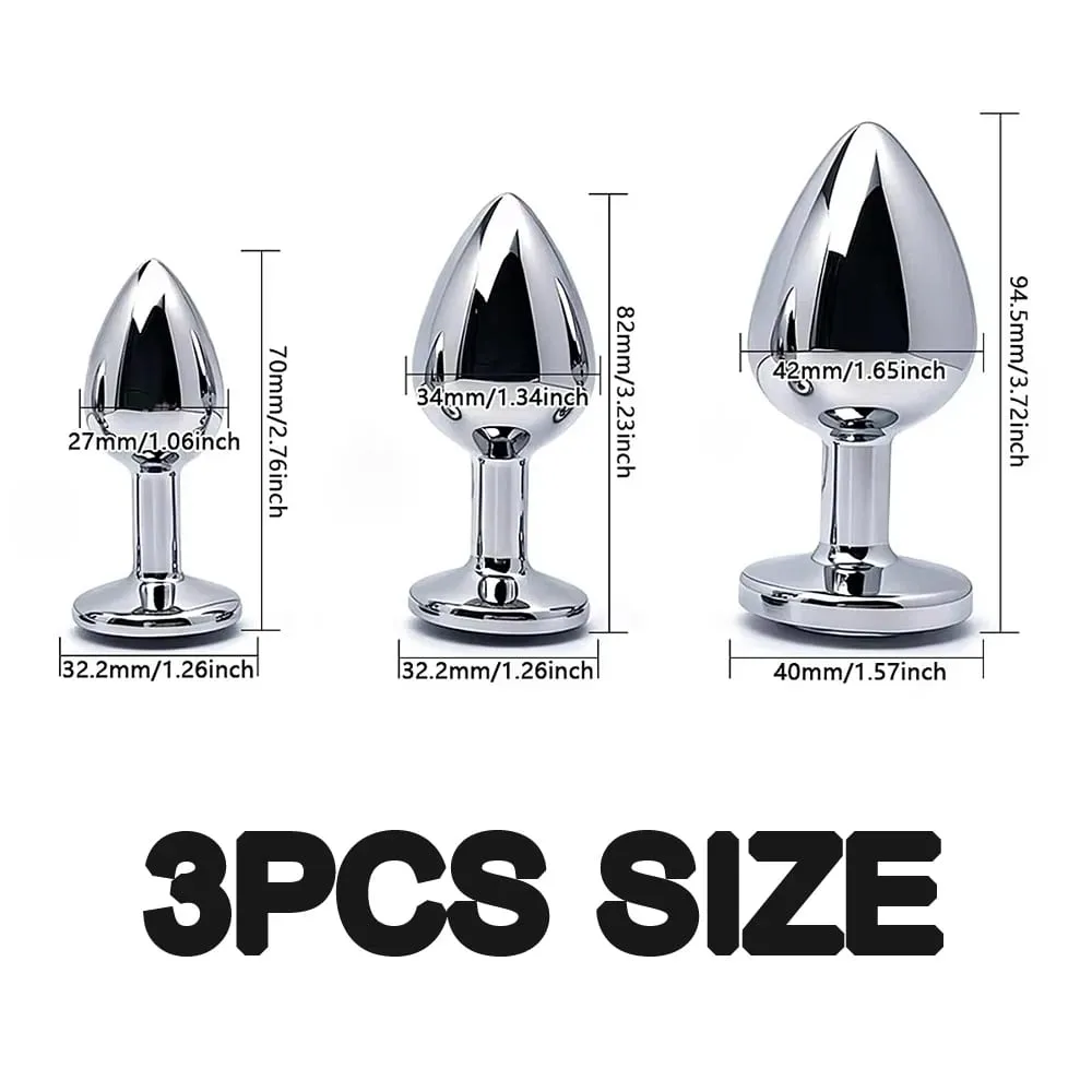 Metal Anal Plug for Women Men Couples Butt Plug Butt Toy Adult Game Masturbator Anal 3PCS Diamond Sex Toy for Adult Products
