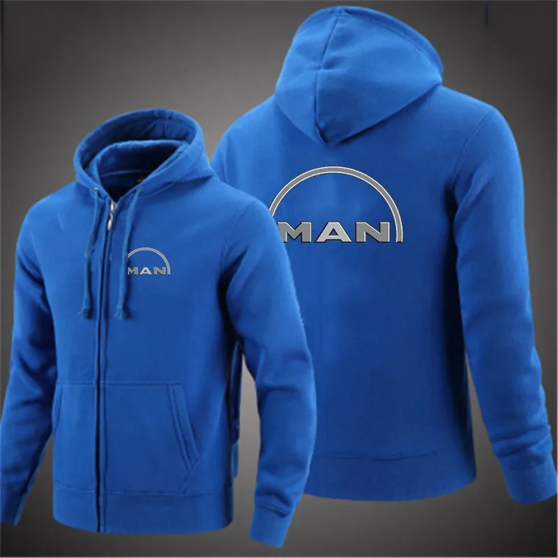 2025 Spring And Autumn Men's Truck man Logo Print Minimalist Style Daily Commute Hooded Coat Drawstring Zipper Hoodies Jacket