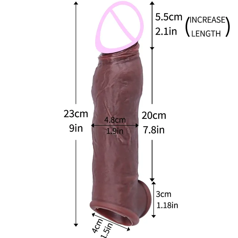 Sleeve for Erection Penis Training Sexy Adult Man Silicone Penis Sleeve Cock Ring Extender Male Sex Toy Dildo Cock