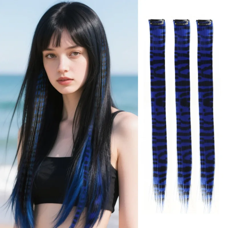 3 pçs/set clipe sintético em extensões de cabelo de penas 18 polegada colorido clipe no cabelo festa de halloween uso para meninas femininas