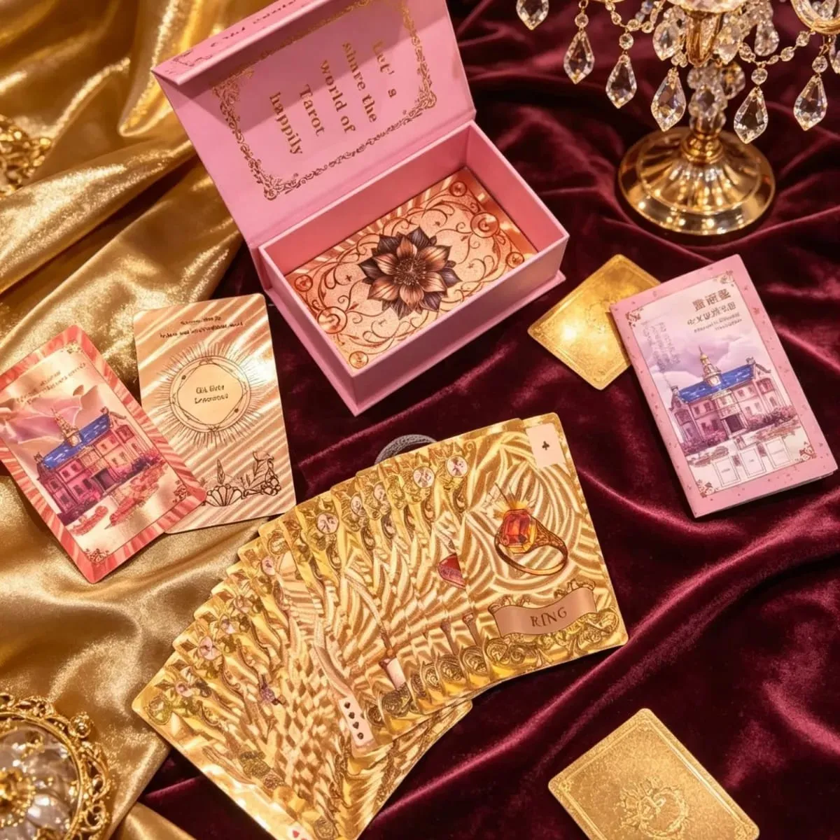 38Pcs Lenormand Oracle Cards in A Rigid Box Gold Foil Waterproof PET Oracle Cards for Divination & Fortune Telling 12*7cm