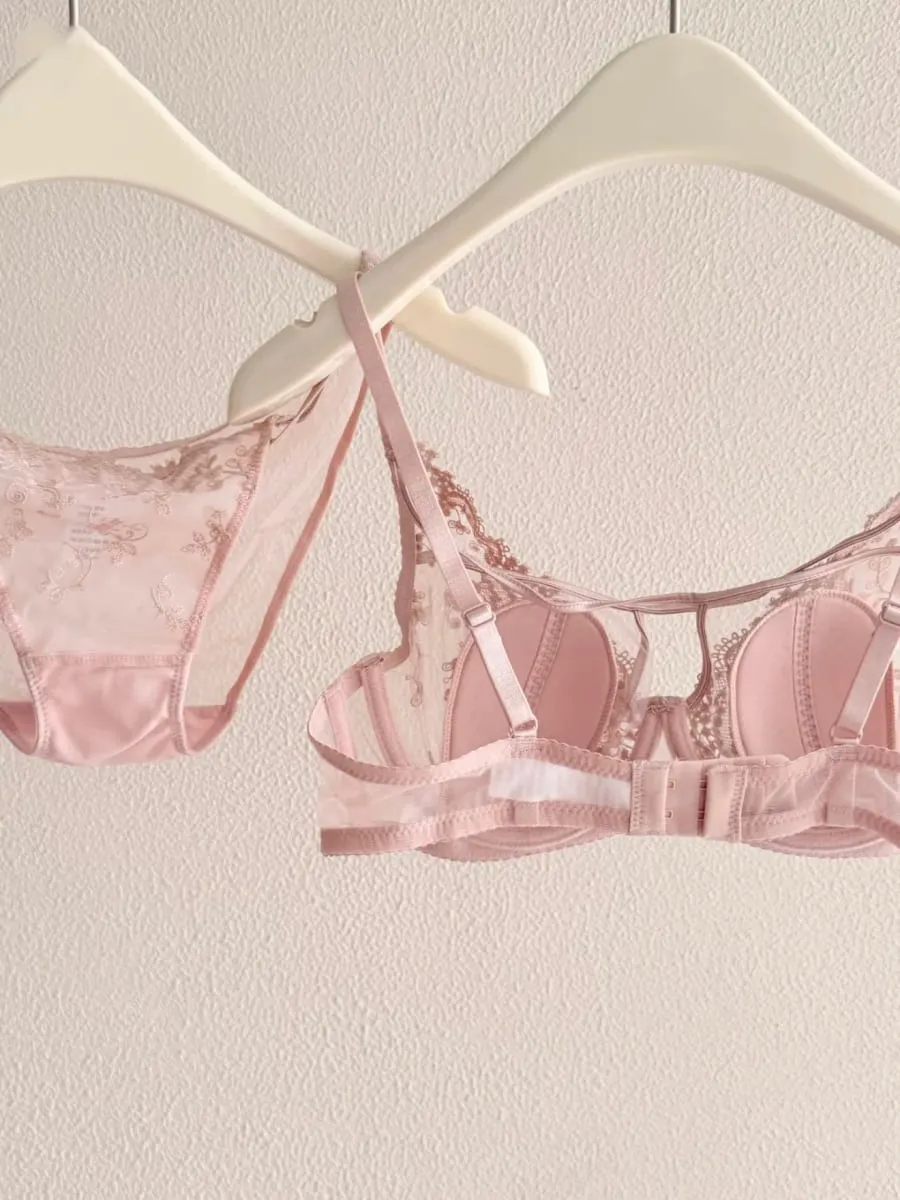 French Lace Women's Lingerie Set Summer Thin Bunny Ear Cups Minimizer para sa Malaking Breasts Lift at Anti-Sagging Side Support Bra — image 4