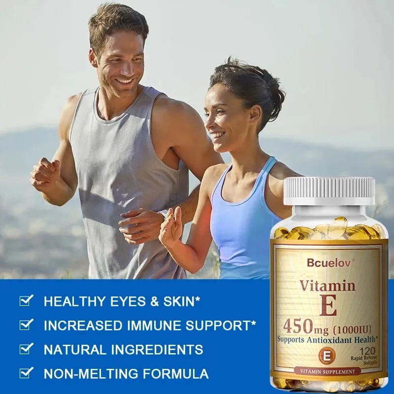 Vitamin E Supplement Capsules- 1000 IU - Promote Skin Immunity and Heart Health Help Blood Circulation Gluten-free
