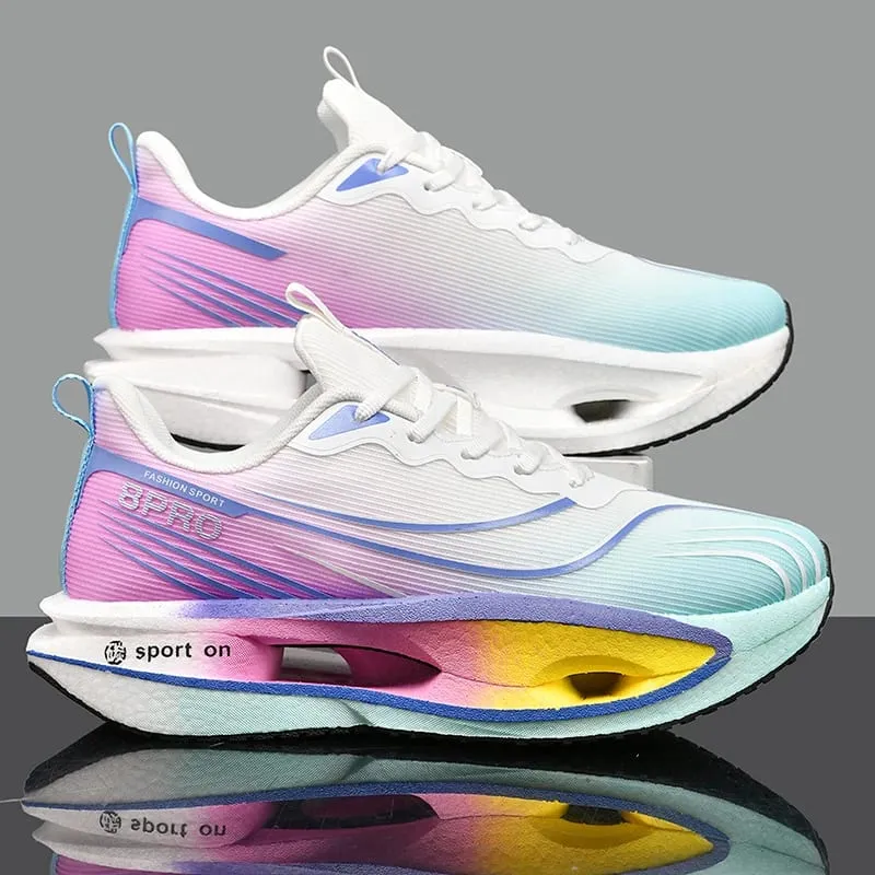 Men Sports Running Shoes Marathon Carbon Board Air Cushion Breathable Lightweight Women's Comfortable Athletic Nonskid Sneakers