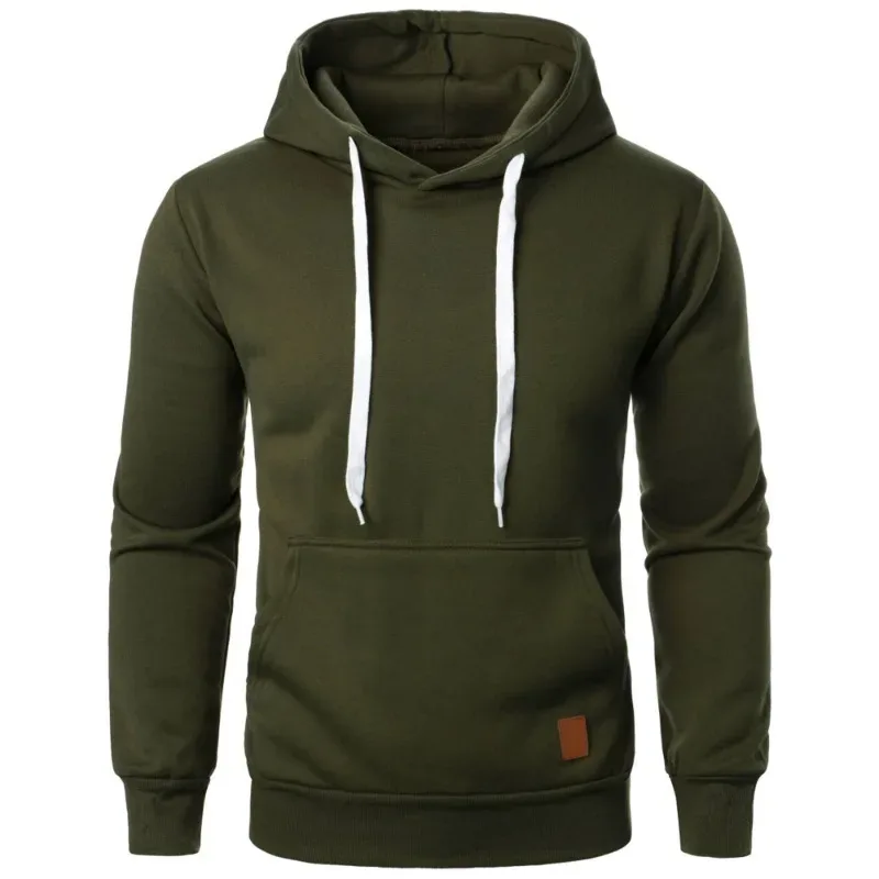 Sudaderas con capucha informales con cuello y cordón para hombre, camisas de manga larga, ropa de calle para exteriores, jersey ligero de Color sólido