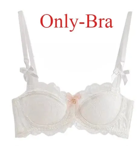 Modest French Pure Desire Bralette AB Cup fulddækkende blonde-bh & sæt lille buste push-up trådløs til buttet pigesløjfe Plus Size