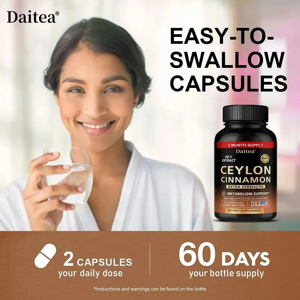 Ceylon Cinnamon Capsules - Antioxidant Promotes Heart Health and Metabolism Support The Immune System
