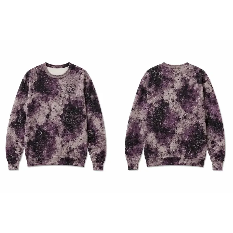 Vintage Western-inspired Fossil-print Cow Pattern Sweatshirt Men's All Over Print Crew Neck Pullover Unisex Casual Streetwear