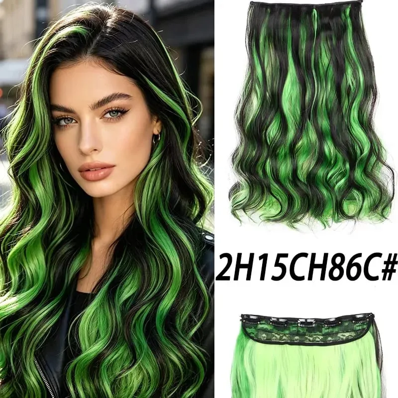 Synthetic 5 Clips in Hair Extensions Body wave Natural Hair Fake False Hair Piece Extentions For Women And Girl halloween wig