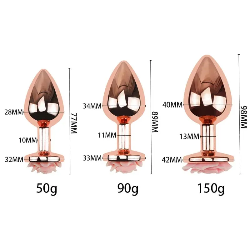 3 크기 아날 플러그 Buttplug 로즈 모양 항문 섹스 토이 남성 여성 초보자 고급 사용자 질 훈련 엉덩이 플러그를위한 섹스 토이