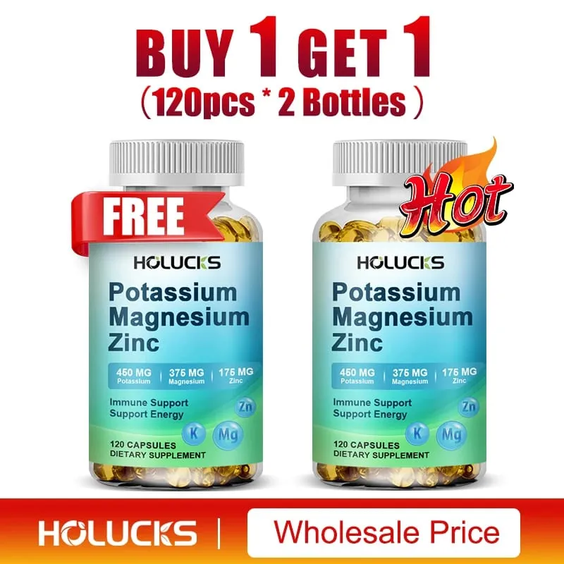 Potassium Magnesium Zinc Capsules - Bone & Heart Health Supplement Sleep Support Muscle Relaxation Stress & Anxiety Relief