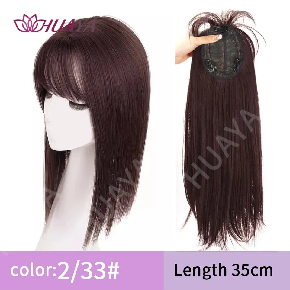 Synthetic Ombre Dark Root Golden Toppers Wig Hair Piece for Women Heat Resistant Cilps in Hair Extensions Invisible Clourse Clip