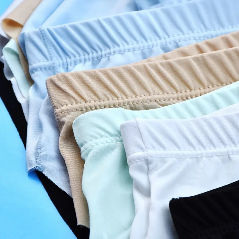 4Pcs Men Ice Silk Briefs Ultra Thin Transparent Seamless 3D Pouch Low Waist Breathable Triangle Underwear