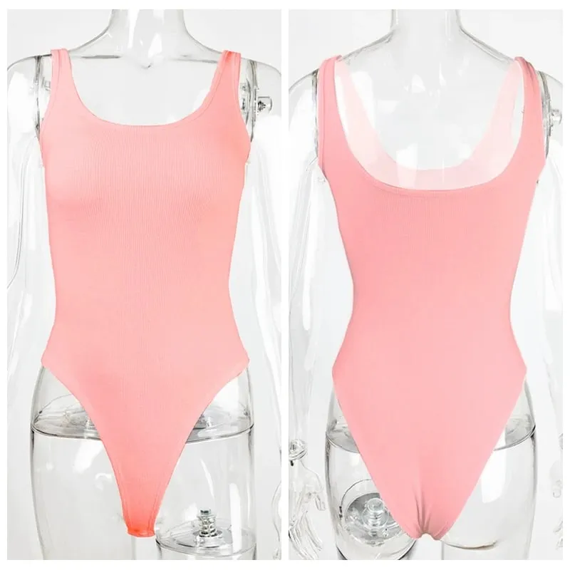 Abbigliamento donna Body scollati Senza maniche Backless Slim Fitness Canotta Tute lavorate a maglia a costine Tute corte Y2K Qxtraf2414