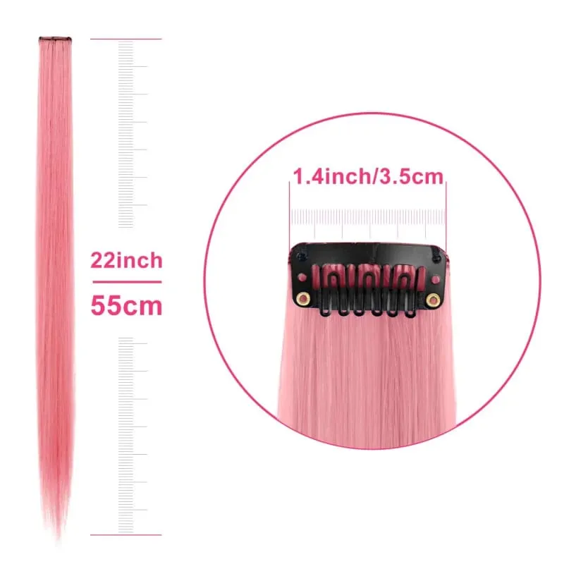1 5 11 Pçs/lote Grampo em Extensões de Cabelo Multi-Cores Destaques Cabelo Sintético 22 polegada Rainbow Hairpieces para Meninas Mulheres 2030 — image 6