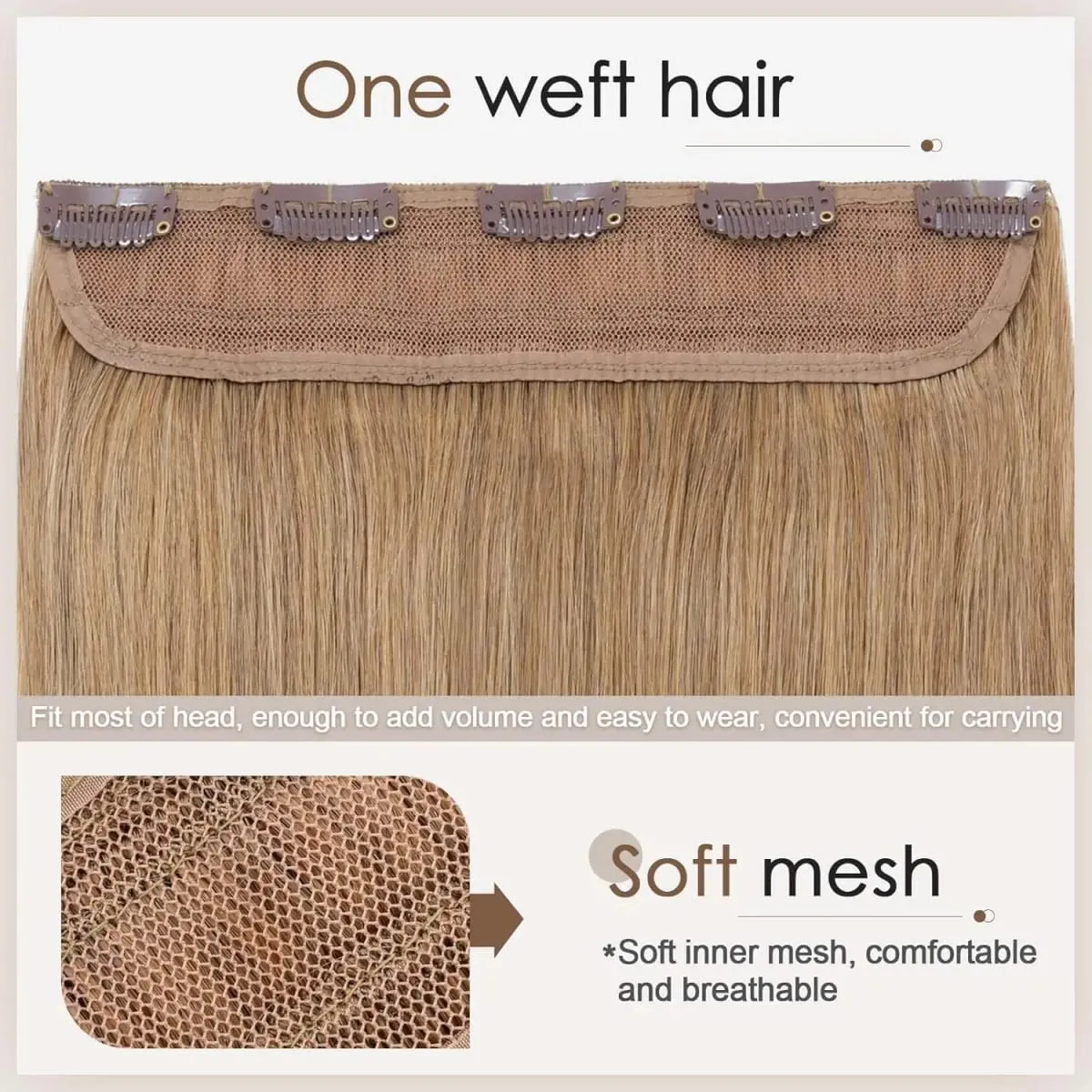 #8 Straight Clip Ins Human Hair Extensions 100% Human Hair 3/4 Full Head One Piece 5 Clips In Hair Extensions 100G/Set For Woman