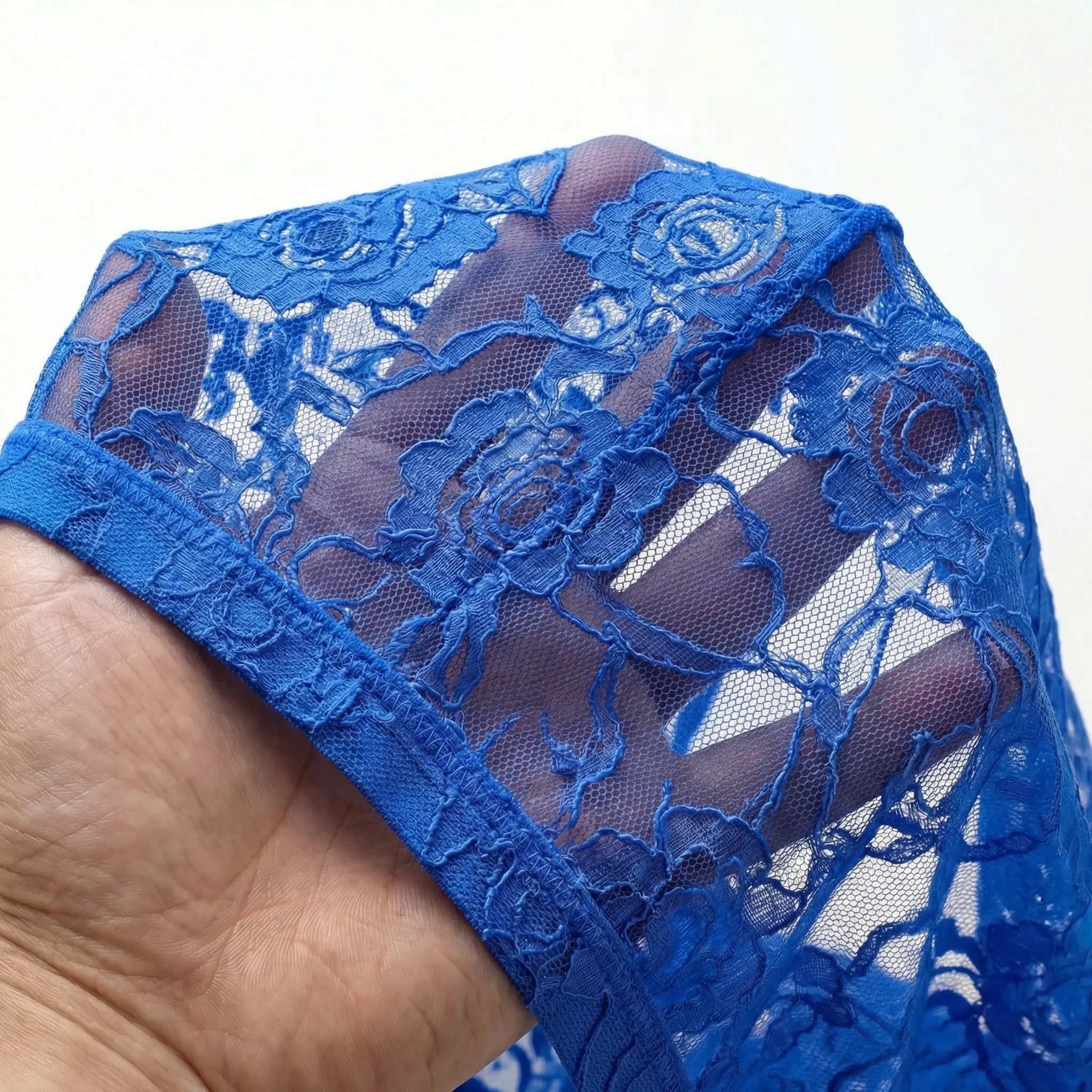 1Pc Men's Fashion New Design Sexy Lace Embroidery, High Elasticity Transparent Lace Flat Corner Underwear, Sexy, Ice Silk