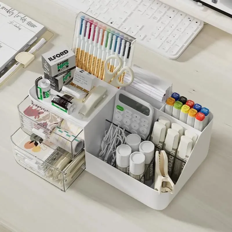 Cosmetics Organizer with 2 Transparent Drawers Large Capacity Clear View Space Saving Smooth Gliding for Makeup Brushes