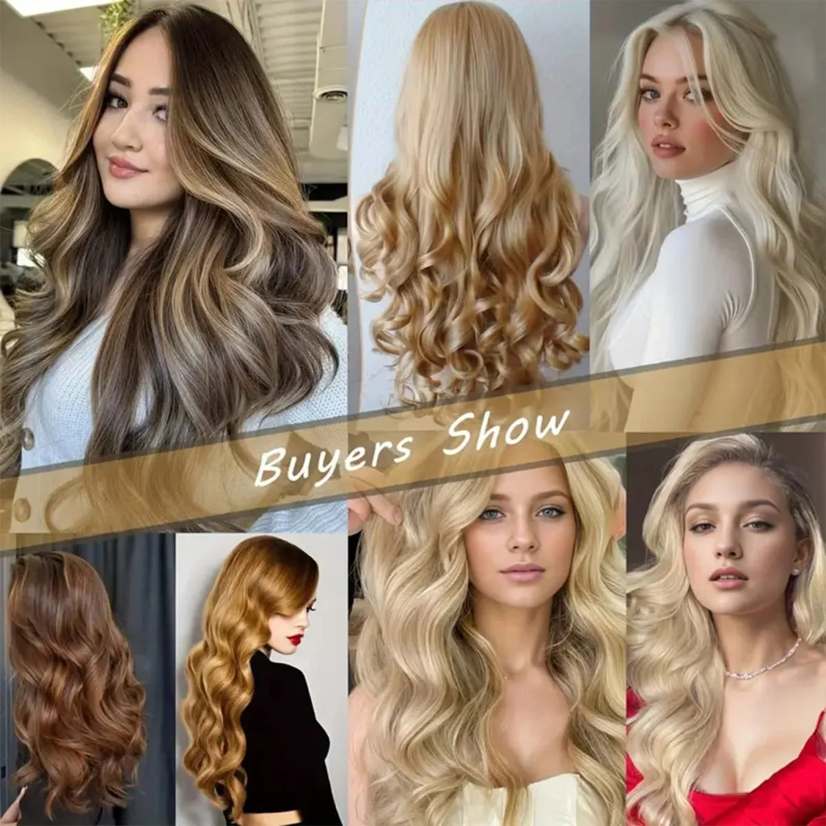 Clip In Synthetic Hair Extensions 22 Inch Long Wavy V-Shaped Hair Extension Gold Hair Piece With 10 Clips For Women Daily Use — image 5