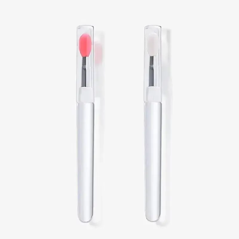 1/2/3/4pcs Portable Silicone Lip Brush With Cover Soft Multifunctional Lip Balm Applicator Lipstick Lipgloss Makeup Brushes