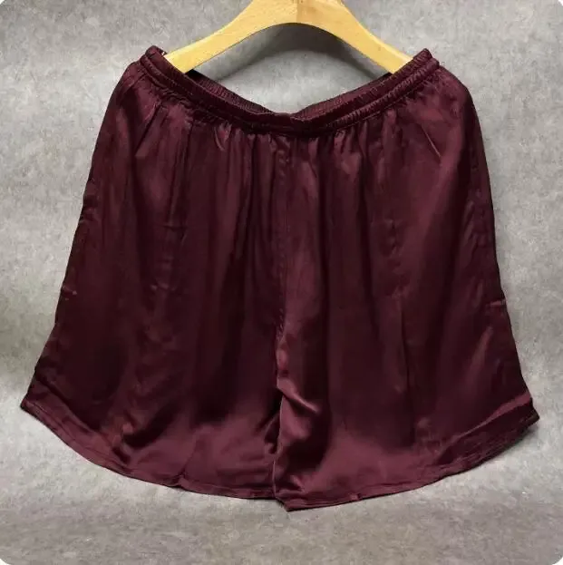 100% Mulberry Silk Men Boxer Underwear Couple Rubber Band Thin Short Home Pants Promotion Woman Can Wear