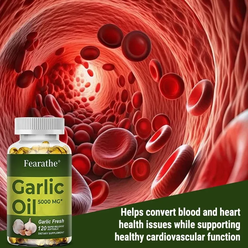 Premium Garlic Fresh 5000mg Garlic Oil Dietary Supplement for Heart Health and Circulation Support with Antioxidant NON-GMO