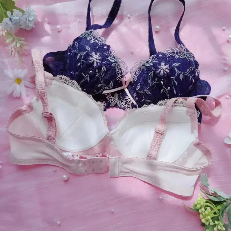 Women's Lace Underwear Set Embroidery Bra & Panties Comfortable Thin Push Up Lingerie