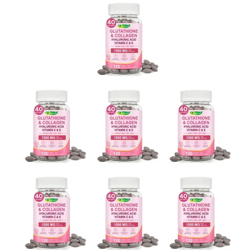 Itawel Collagen Glutathione Softgels Hyaluronic Acid Vitamins C E Para sa Balat Mga Kuko ng Buhok na Suporta sa Pang-adulto at Kagandahan 120 Bilang
