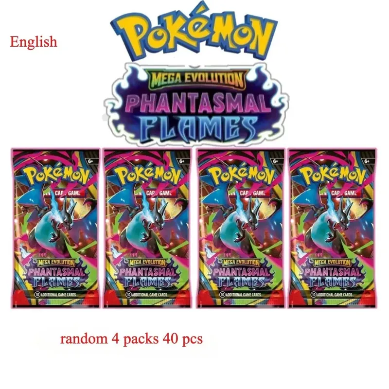 fun 40-360Pcs/Set Pokemon Card MEGA EVOLUTION Phantasmal Flames English Booster Battle Card Anime Fans Kids Birthday Gift Toy
