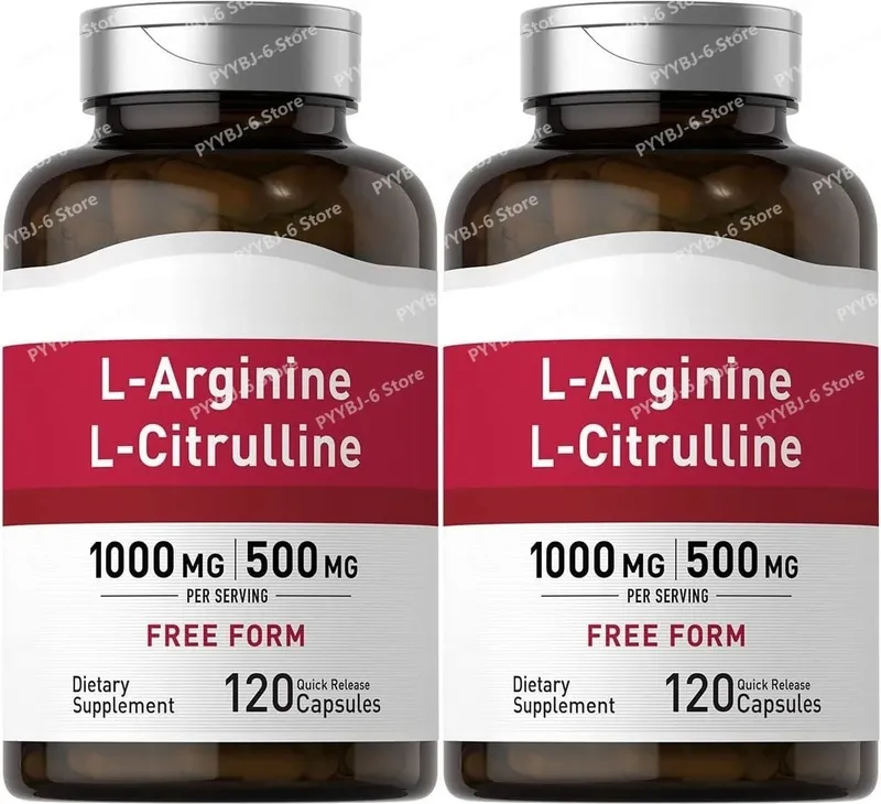 L-Arginine L-Citrulline Capsules 1000mg/500mg Free Form Amino Acid Supplement for Fitness Support & Active Lifestyle 120 Ct