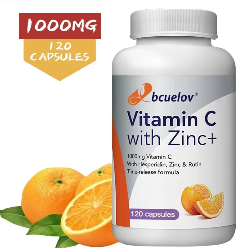 Capsules de vitamine C et de zinc biologiques, haute absorption, soutien immunitaire, antioxydant, collagène, supplément de santé, 30/60/120 points