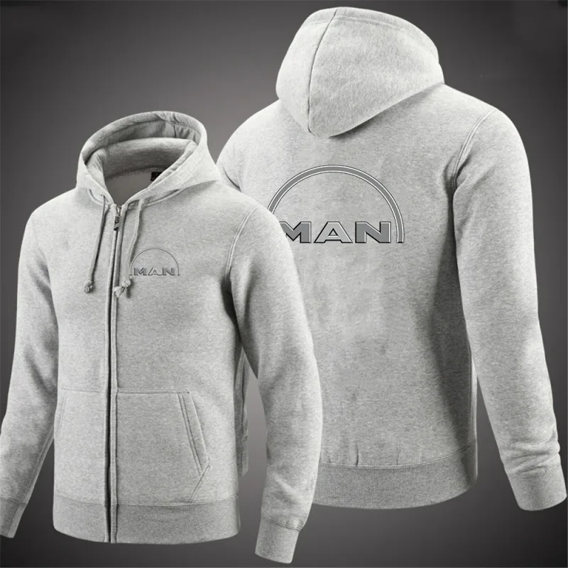 2025 Spring And Autumn Men's Truck man Logo Print Minimalist Style Daily Commute Hooded Coat Drawstring Zipper Hoodies Jacket