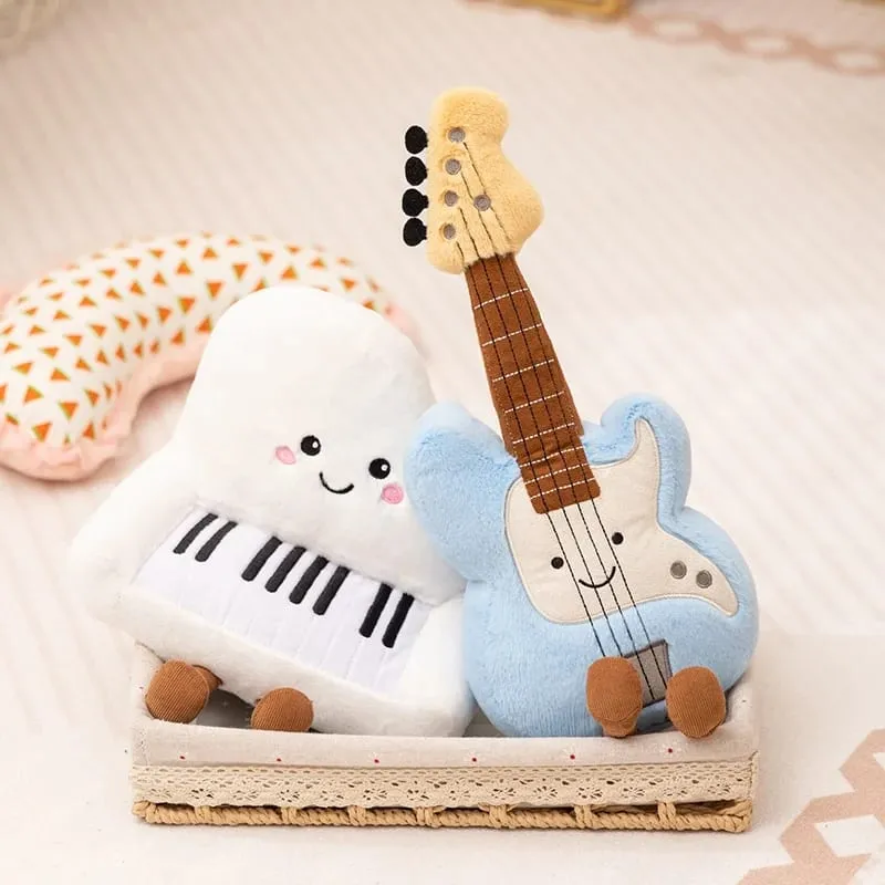 Musical Instrument Plush Toy Stuffed Kawaii Adorable Saxophone Bass White Piano Humanoid Doll with Legs Decor Gift
