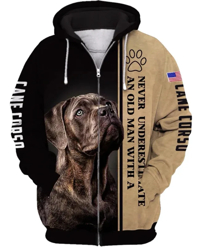 New Cane Corso Dog 3D Print Zipper Hoodies Streetwear Men Women Casual Hooded Sweatshirts Oversized Tracksuit Coat Man Clothing