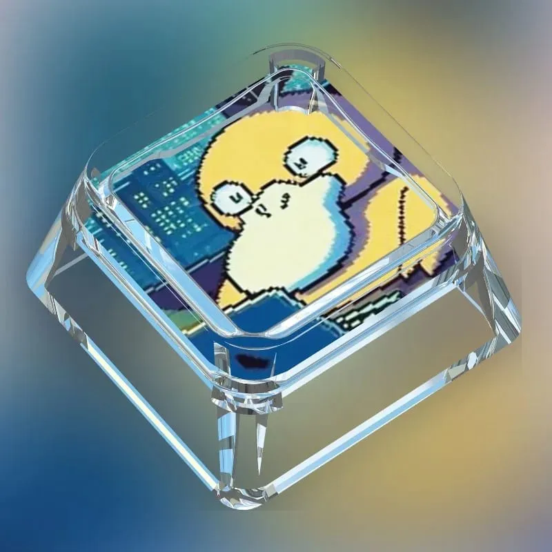 Creative Workman Style Pokémon Doll Transparent Single Keycap Cartoon Cute Snorlax Pikachu Cross Axis Mechanical Keyboard Keycap