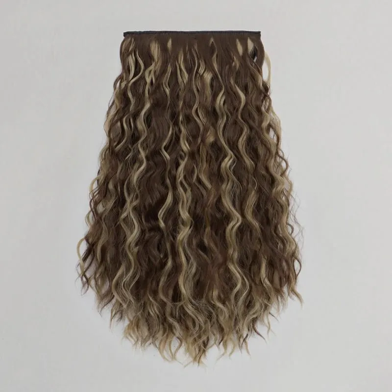 18Inch Synthetic One Piece 6 Clips Short Wavy Curly Clip-In Hair Extension Invisible Fulffy Black Brown Hairpiece for Women