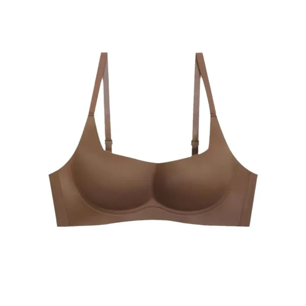 Padded Bralette Anti-sagging Lingerie Bras Solid Color Thin Lingerie Push Up Bra Skin-Hugging Invisible Seamless Bra For Women — image 4