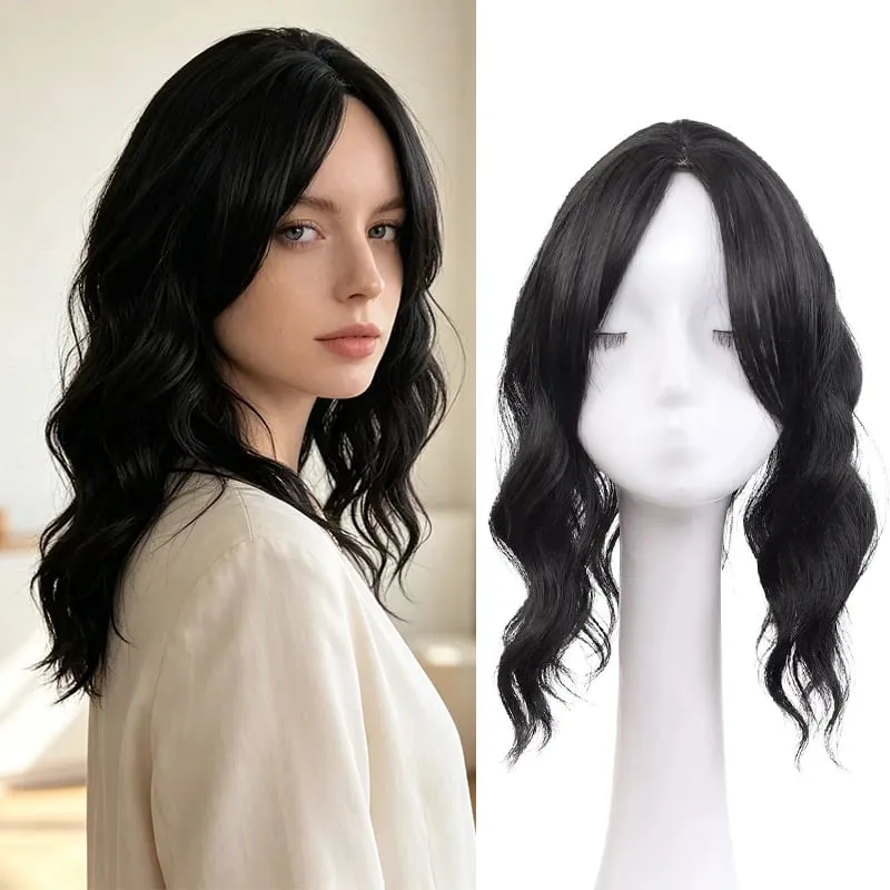 High Quality Synthetic Water Wave Wig Topper Middle Part With Natural Shine Easy To Apply For Quick Volume Boost.