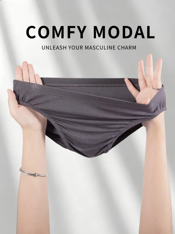 Men's Modal Ultra Thin Bare Feel Briefs, Low Rise High Elastic Breathable 3D Convex Pouch Underwear