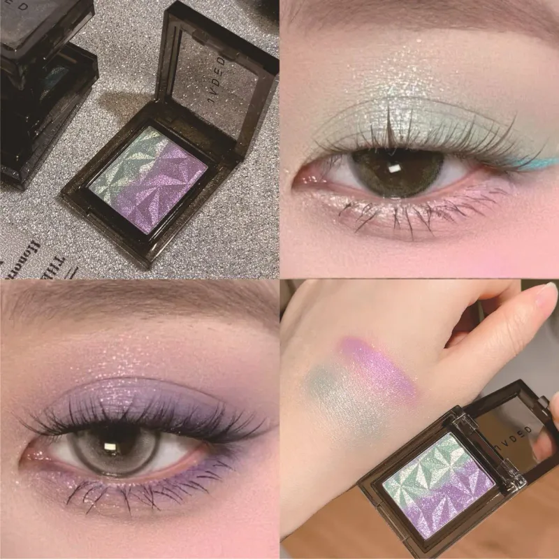 Metallic Gradient Eyeshadow Palette Silver Blue Punk Smoky Eye Shadow Högpigmenterad pressad lila Glitter Eyes Makeup Palett