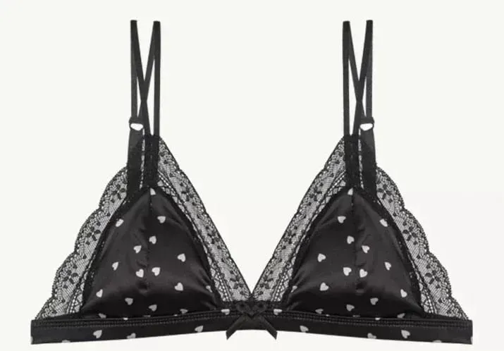 French Satin Lace Triangle Bra Set Wireless Thin Cup Small Bust Push Up Lingerie Side Support Anti Sag Sexy Women Underwear S-XL