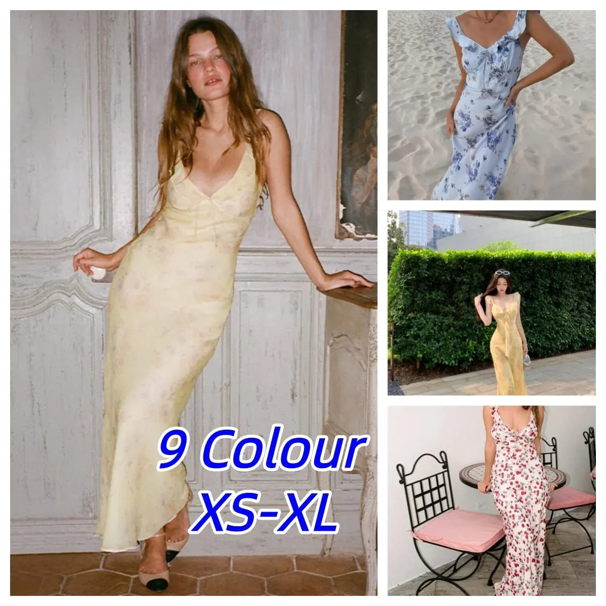 Summer Flower Printed Women's Sexy Low-cut Sleeveless Backless Slim Sling Ruffles Dresses 2026 Beach Vacation Lady Vestidos