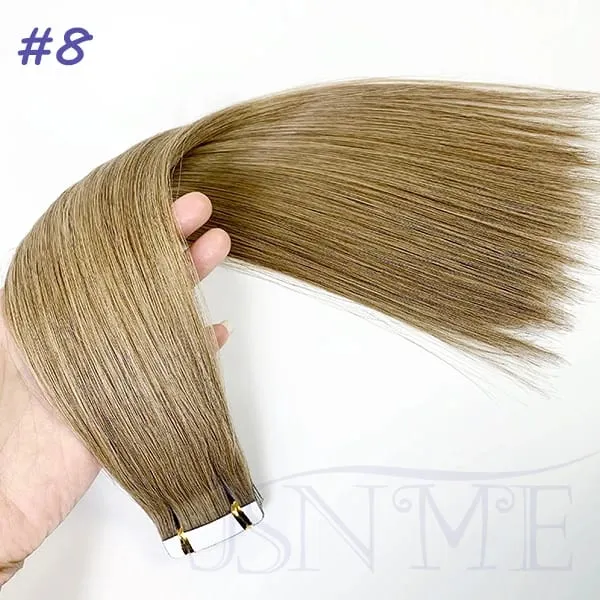 Tape In Human Hair Extensions 100% Really Hair Tape In Hair Natural Straight Black Brown Blonde 613 For SalonFor Women