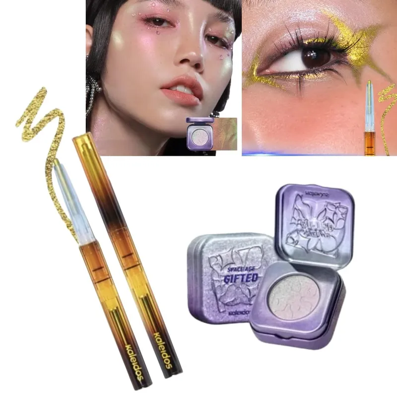 Kaleidos Chameleon Face Eye Makeup Set Gel Eyeliner Pencil Chameleon Eyeshadow Highlighter Chrome Glitter Diamond Powder