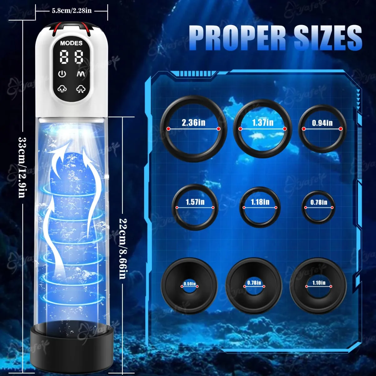 IPX7 Electric Penis Pump Adult Sex Toy Enlarger for Men Erection Air Water Extender 4 Training 3 Suction 9 Silicone Sleeve