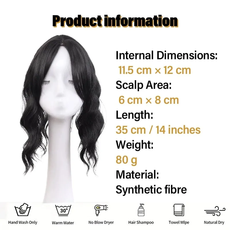 High Quality Synthetic Water Wave Wig Topper Middle Part With Natural Shine Easy To Apply For Quick Volume Boost.