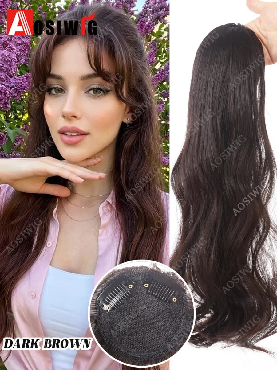 Synthetic Wavy Hair Topper for Women 2 Clip In Volumizing Hairpiece High Crown Hair Extension for Fuller Hair