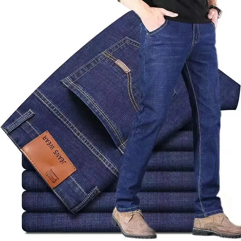 2025 New Business Men's Jeans Casual Comfortable Straight Stretch Fashion Classic Premium Blue Black Denim Pants Large Pants — image 6